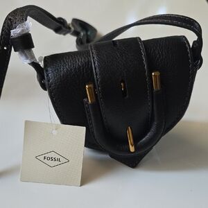Fossil Black Crossbody‎ Bag with Gold Accents
